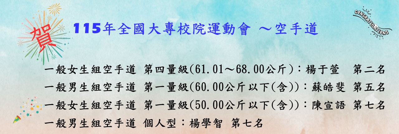 115年全國大專盃-空手道名次