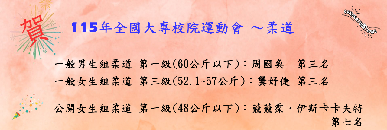 115年全國大專盃-柔道名次